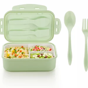 Lunch Box with Fork and Spoon 3 Compartment 1 Containers Plastic College Lunch Box - 1400ML.