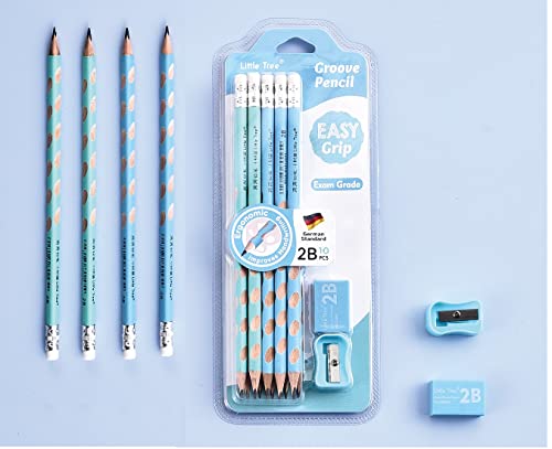 Wooden Groove Pencil Set With Back Eraser And Sharpener, 10pcs Pencil Set With Eraser For Kids.