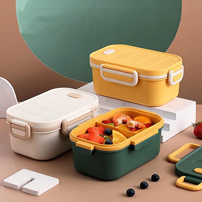 (1000 ml) FunBlast Lunch Box Double Layer Box with Cutlery Microwave Safe 1 Containers Plastic School Lunch Box