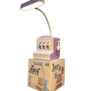 Slot Machine Style LED Study Lamp with Pen Holder for Kids & Students – 360° Adjustable Gooseneck, USB Type-C Rechargeable.