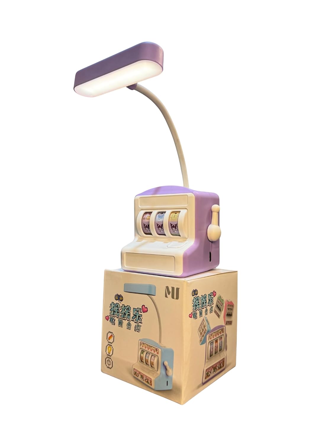 Slot Machine Style LED Study Lamp with Pen Holder for Kids & Students – 360° Adjustable Gooseneck, USB Type-C Rechargeable.