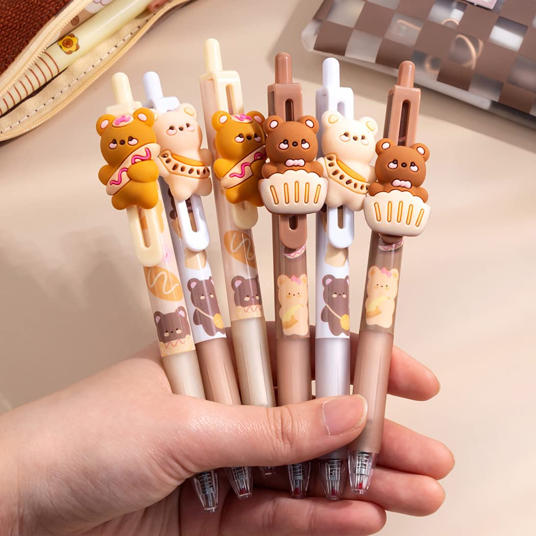 Cute Bear Design Gel Pens Pack of 6 – Multicolours