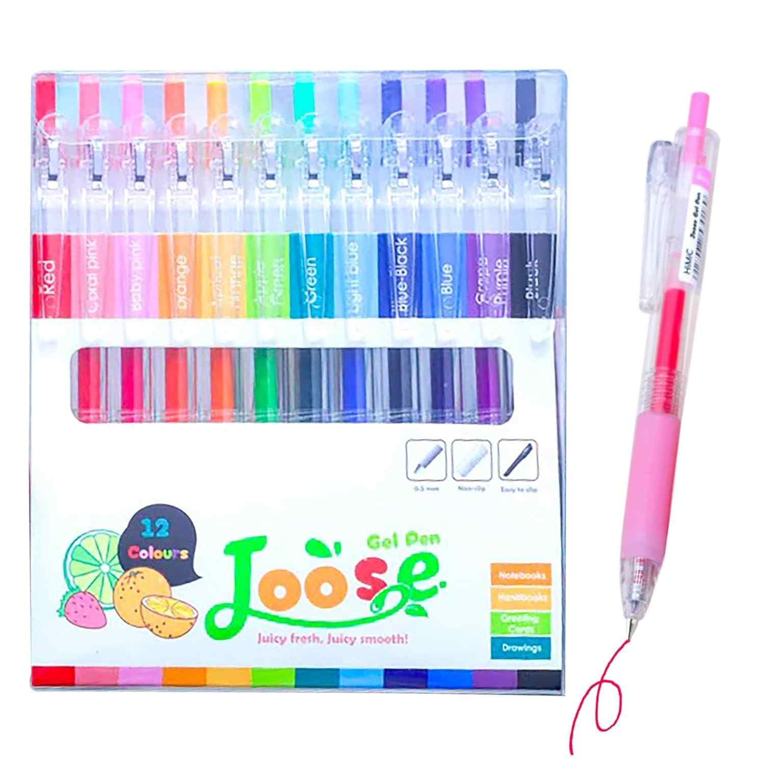 Joose Fruity Color Gel Pen Set – 12 Vibrant Smooth Writing Colored Pens for Kids, Teenagers, Students..