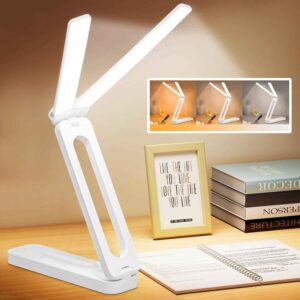 Double Head Portable Rechargeable Desk Lamp Large Lighting Range for all Spaces Study Lamp (5 cm, White)