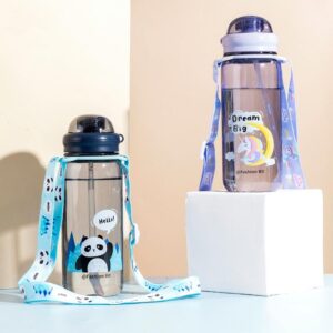 Cartoon Animal Design Sipper Bottle with Straw 520ML