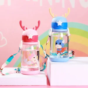 Cartoon Printed Sipper Water Transparent Bottle – 600ml