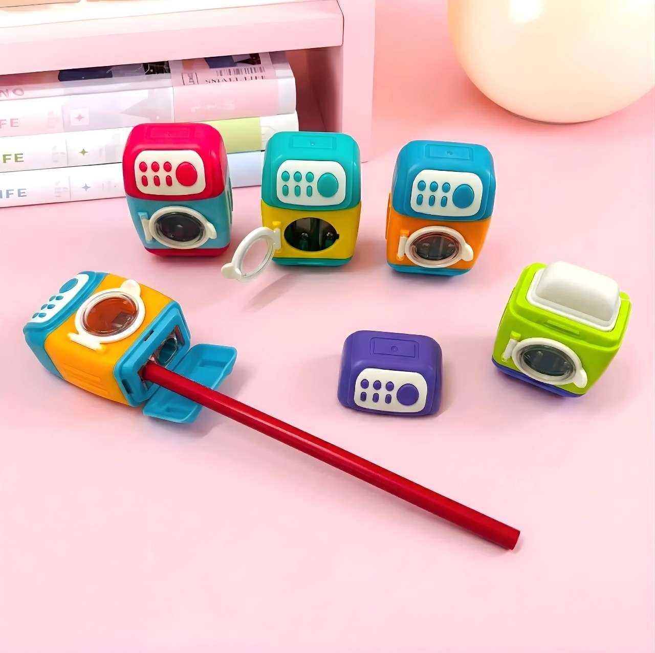 Toy Washing Machine Pencil Sharpener with Eraser for Kids & Students