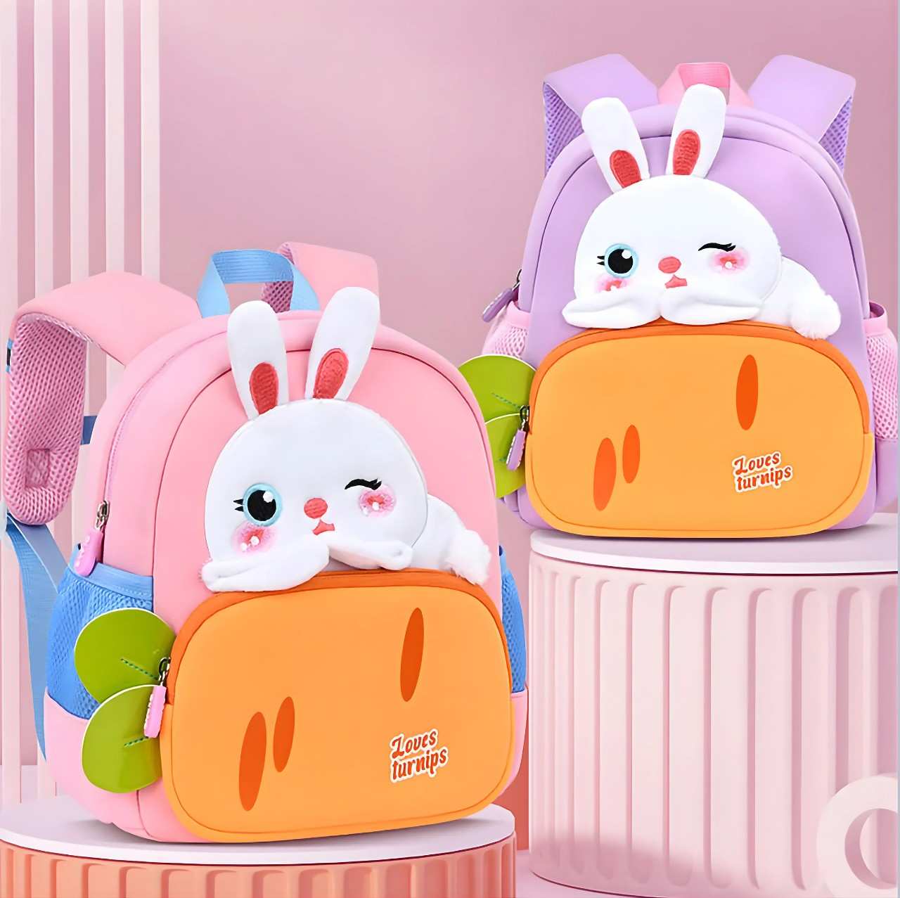 Toyshine 27cm Cute Bunny Face Backpack for Kids Girls Boys Preschool Nursery Travel Bag