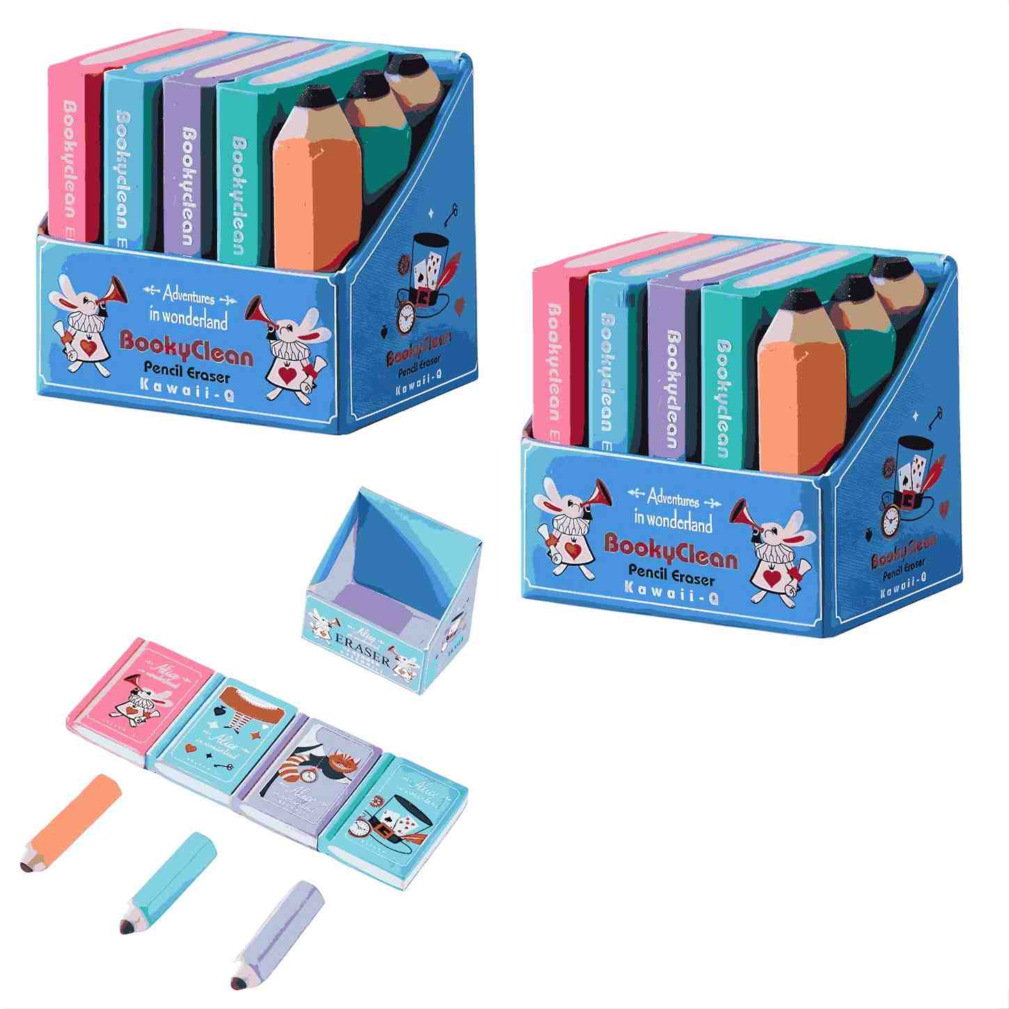 FunBlast Cute Eraser Set for Kids – Mini Book & Pencil Shapes