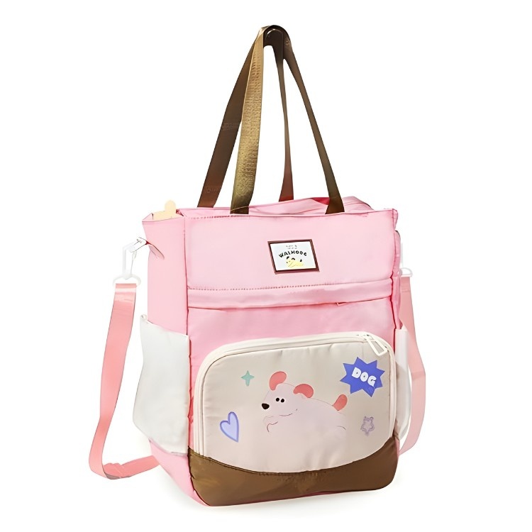 Cute Cartoon Design Tote Backpack, Multi-Pocket Casual Shoulder Bag for Women