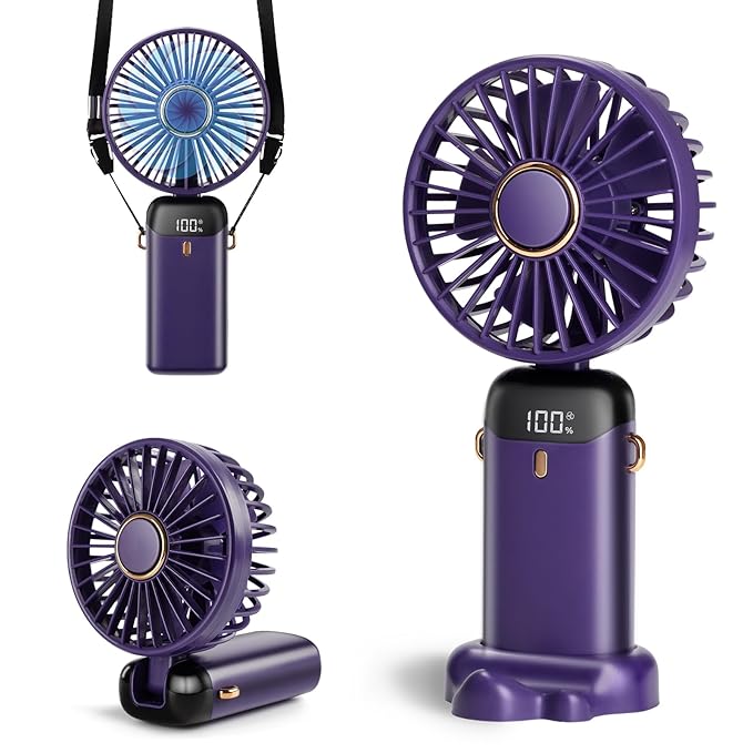 Foldable Rechargeable Mini Fan with LED Display