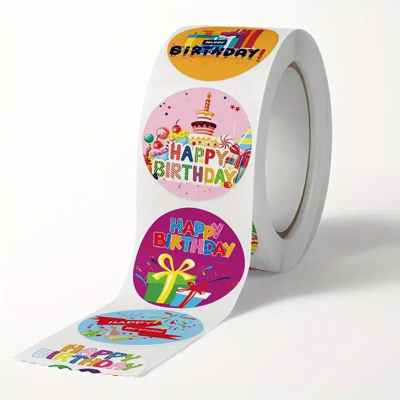 Happy Birthday Sticker Roll – 500 Stickers