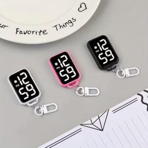 LED Digital Display Keychain Watch – Portable Square Electronic Clock