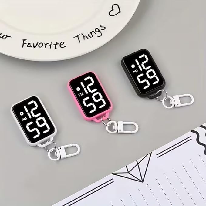 LED Digital Display Keychain Watch – Portable Square Electronic Clock