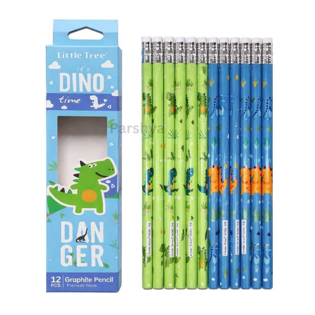 Dinosaur Graphite Pencils With Eraser for Kids Pack of 1 (12 Pencils)