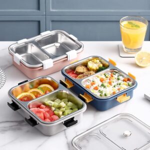 Bento 3 Compartment Leak-Proof Stainless Steel Lunch Box for Kids, Office (900 ml)