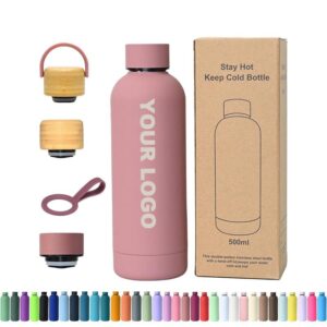750ml Customizable Stainless Steel Water Bottle with Your Name or Brand Name Matte Finish Personalized Flasks Vacuum Insulated for Hot and Cold Drinks Water Bottle (Pink)