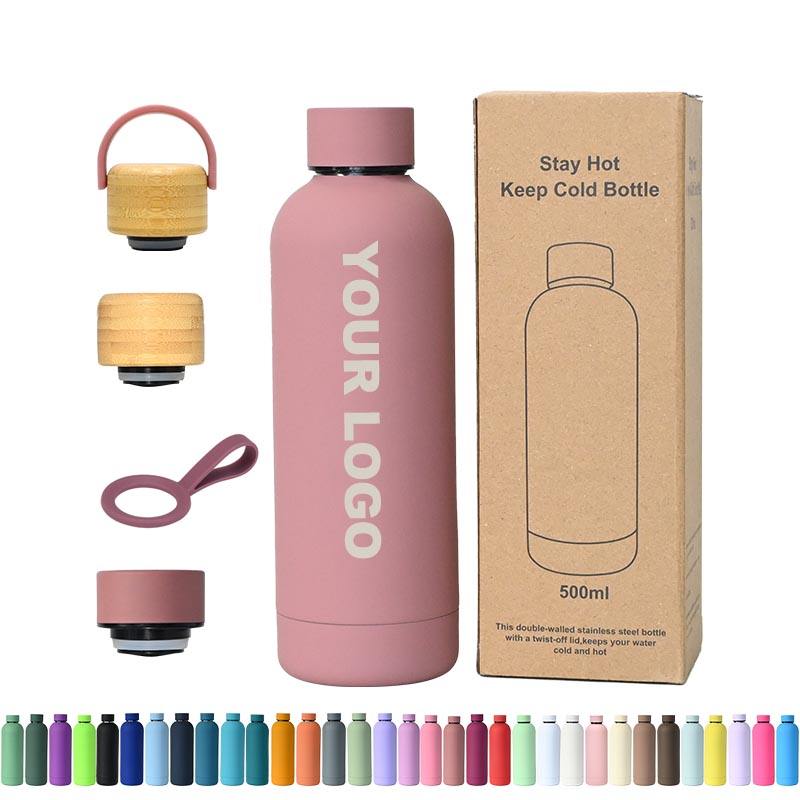 750ml Customizable Stainless Steel Water Bottle with Your Name or Brand Name Matte Finish Personalized Flasks Vacuum Insulated for Hot and Cold Drinks Water Bottle (Pink)