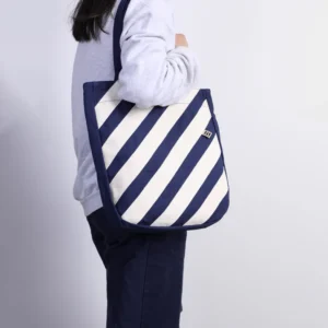 Striped Cotton Canvas Multi-Purpose Tote Bag Handbag