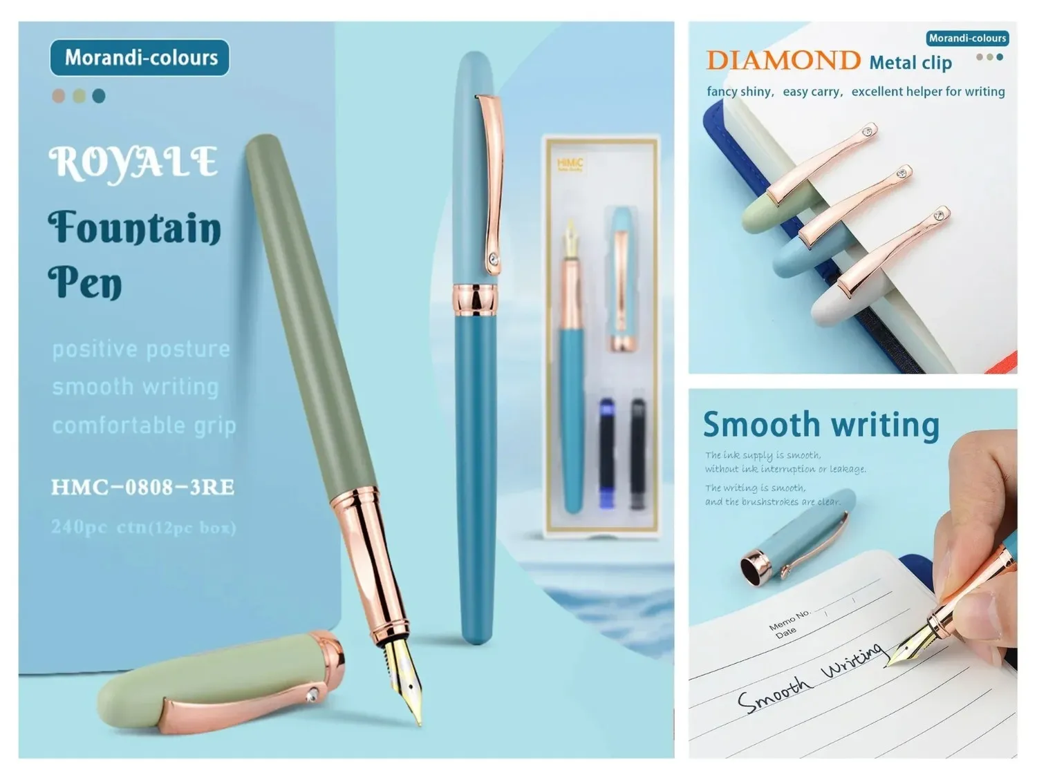 HARDSOSH’S COUTURE Luxury Fountain Pen Set – 0.5mm Fine Nib with Extra Ink Refills (Pack of 1)