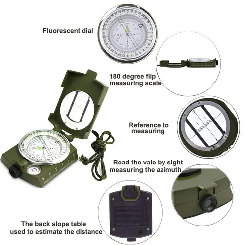 Army Green Waterproof Compass for Camping Hiking & Corporate Gift Hampers - (8 x 6.5 x 3 cm) - Image 2
