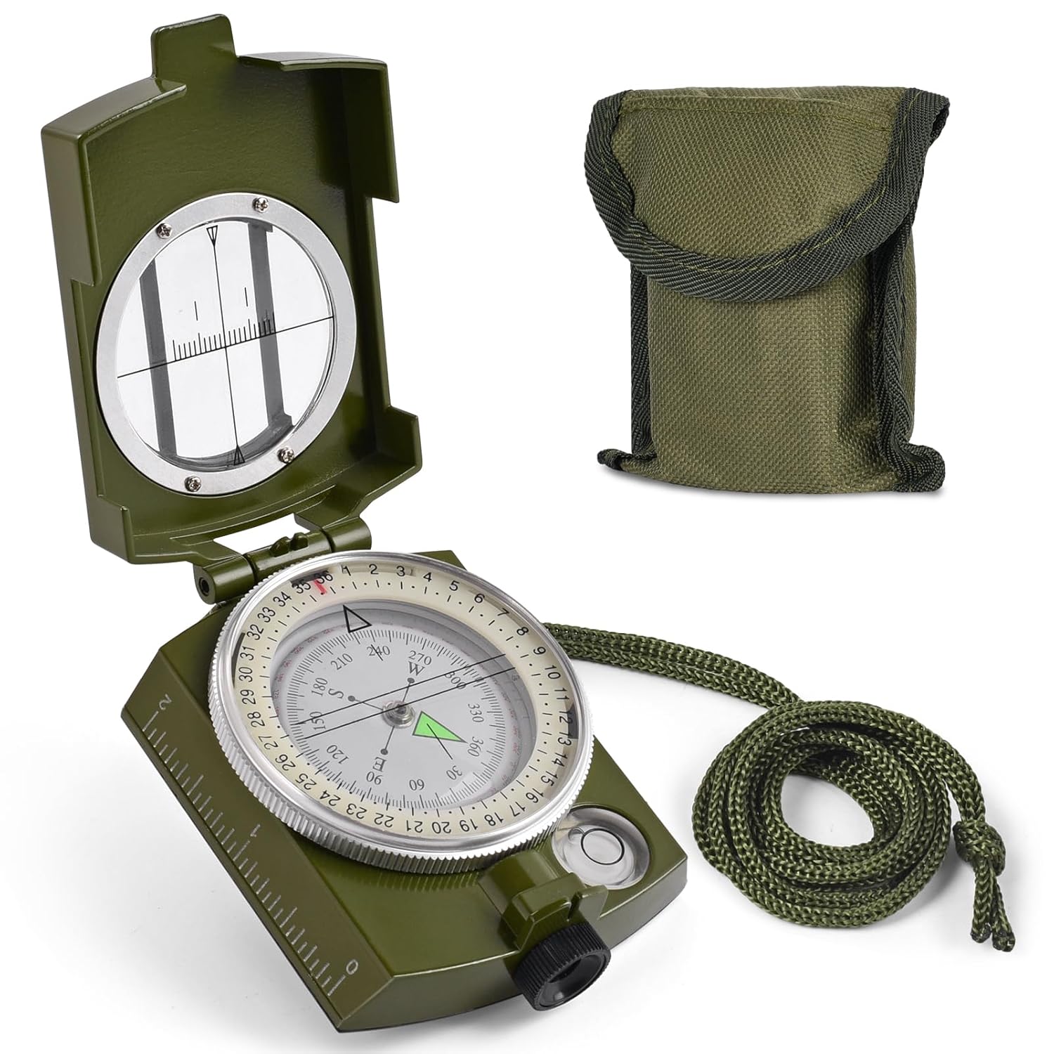 Army Green Waterproof Compass for Camping Hiking & Corporate Gift Hampers – (8 x 6.5 x 3 cm)